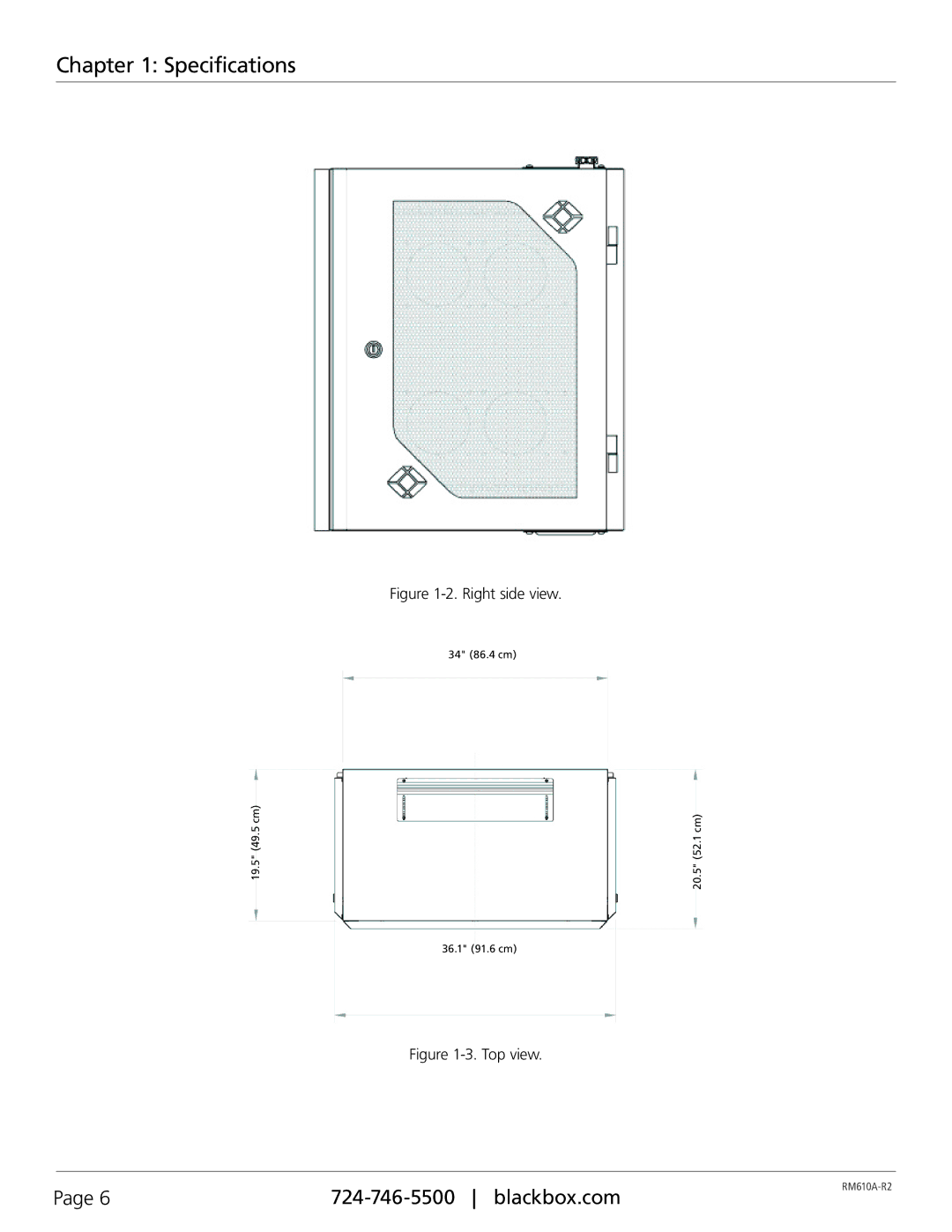 Black Box RM610A-R2, Server Side-Mount Wall Cabinet user manual Right side view 