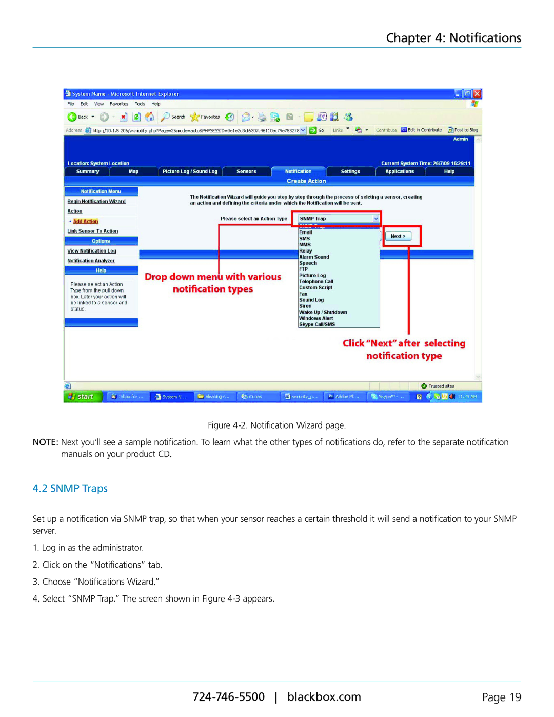 Black Box EME1DC16, ServSensor EXP DC16 manual Notifications, Snmp Traps 