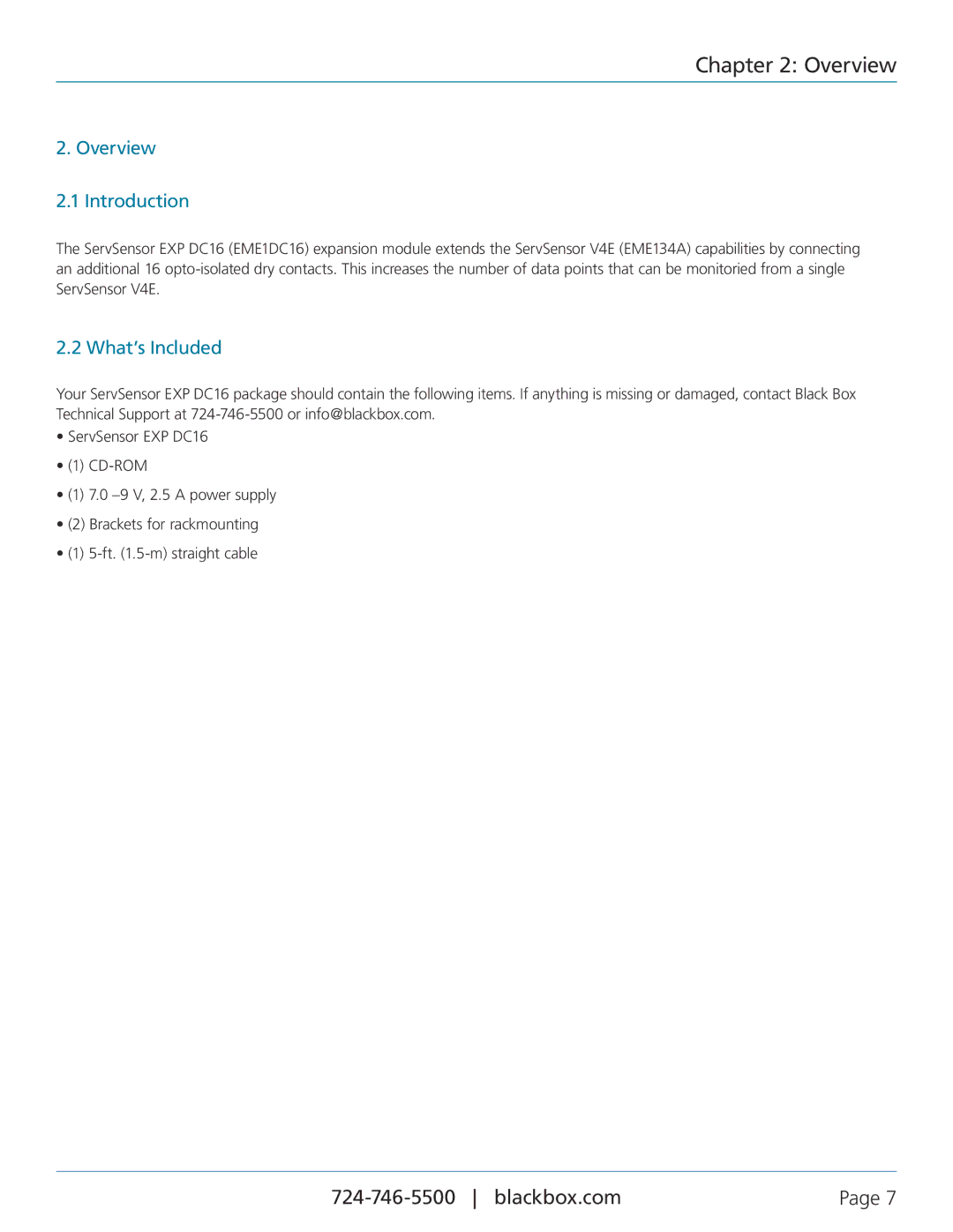 Black Box EME1DC16, ServSensor EXP DC16 manual Overview Introduction, What’s Included 