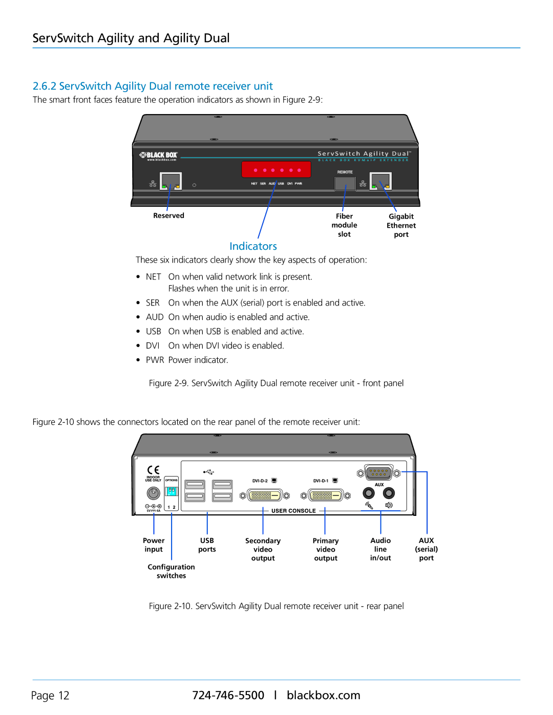 Black Box ACR1002A-T, ACR1000A-T, ACR1002A-R, ACR1000A-R manual ServSwitch Agility Dual remote receiver unit 