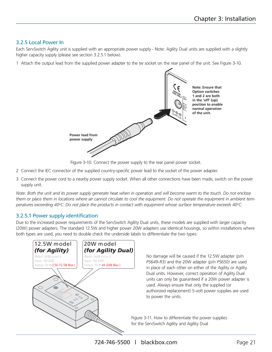 Black Box ACR1000A-T, ACR1002A-R, ACR1000A-R, ACR1002A-T manual Local Power, Power supply identification 