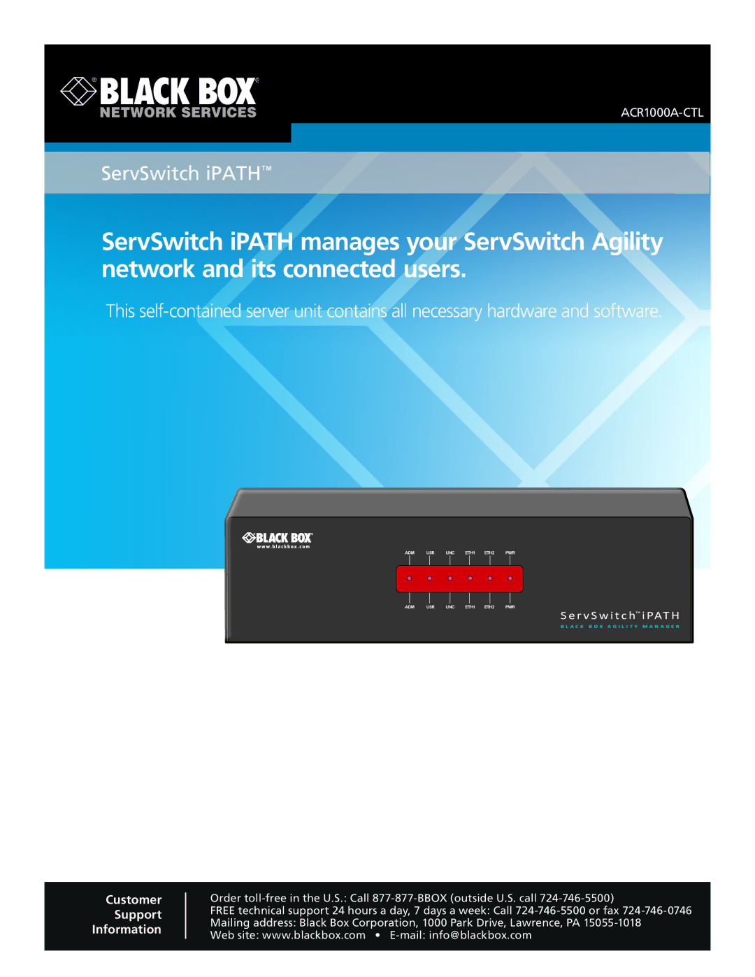 Black Box ACR1000A-CTL manual ServSwitch iPATH 