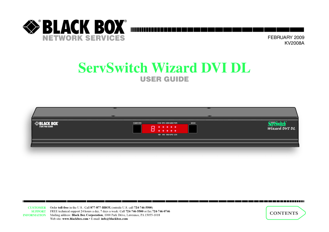 Black Box KV2008A manual ServSwitch Wizard DVI DL 