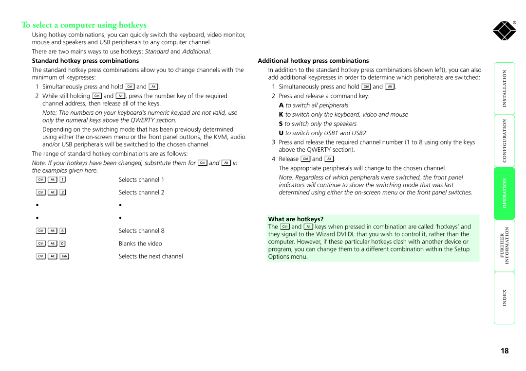 Black Box KV2008A manual To select a computer using hotkeys, Standard hotkey press combinations, What are hotkeys? 