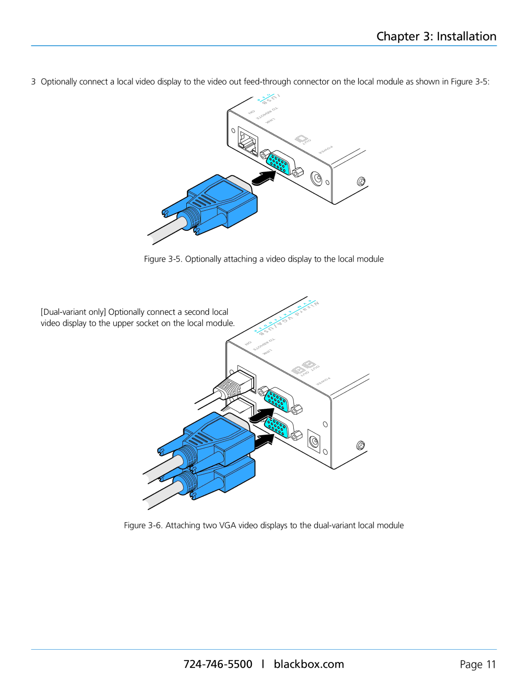 Black Box ServSwitch Wizard VGA/USB, ACU505A-R2, ACU5250A-R2 manual Optionally attaching a video display to the local module 