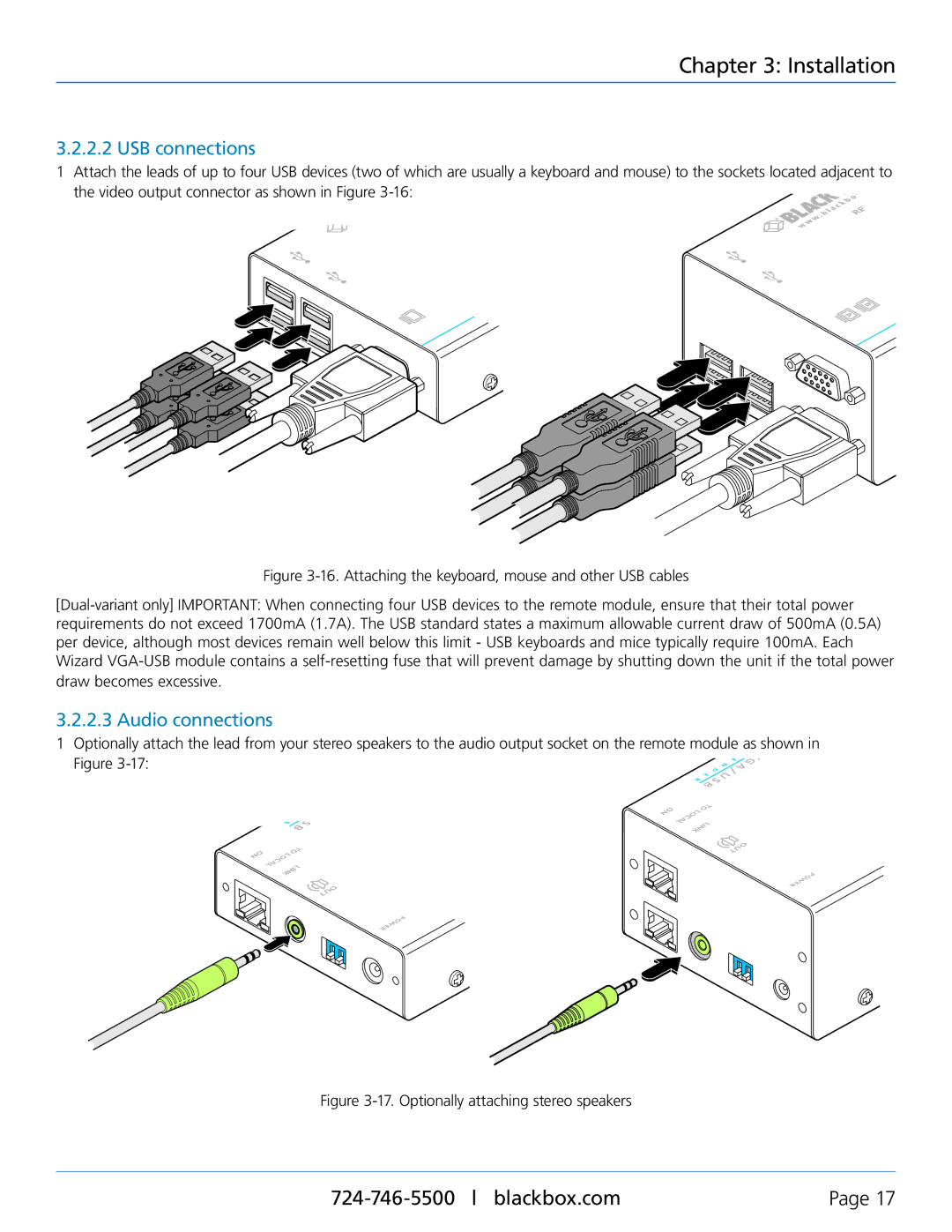 Black Box ServSwitch Wizard VGA/USB, ACU505A-R2, ACU5250A-R2 manual Optionally attaching stereo speakers 