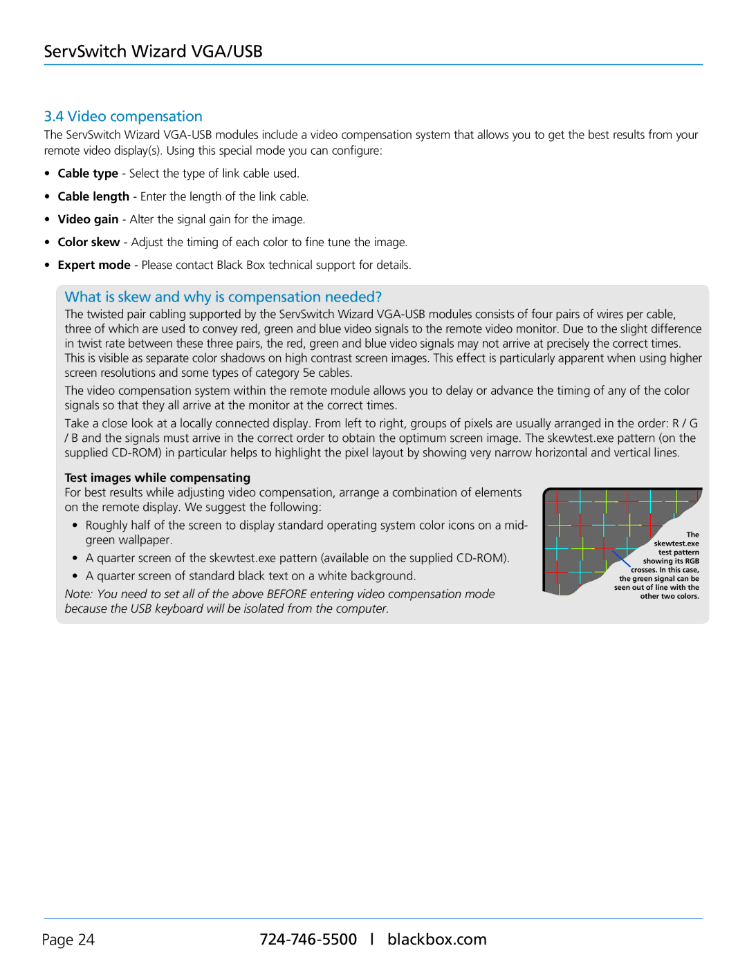 Black Box ACU505A-R2, ACU5250A-R2 manual Video compensation, What is skew and why is compensation needed? 