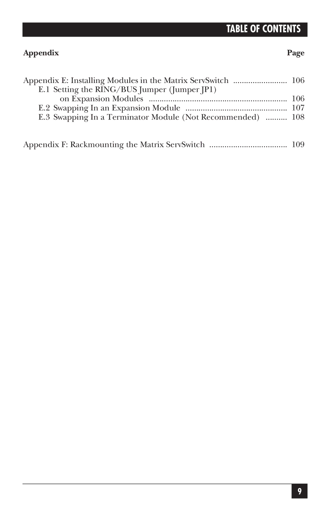 Black Box ServSwitch manual Appendix 