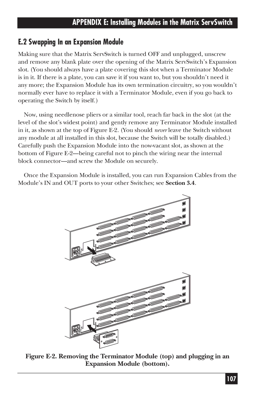 Black Box ServSwitch manual Swapping In an Expansion Module 