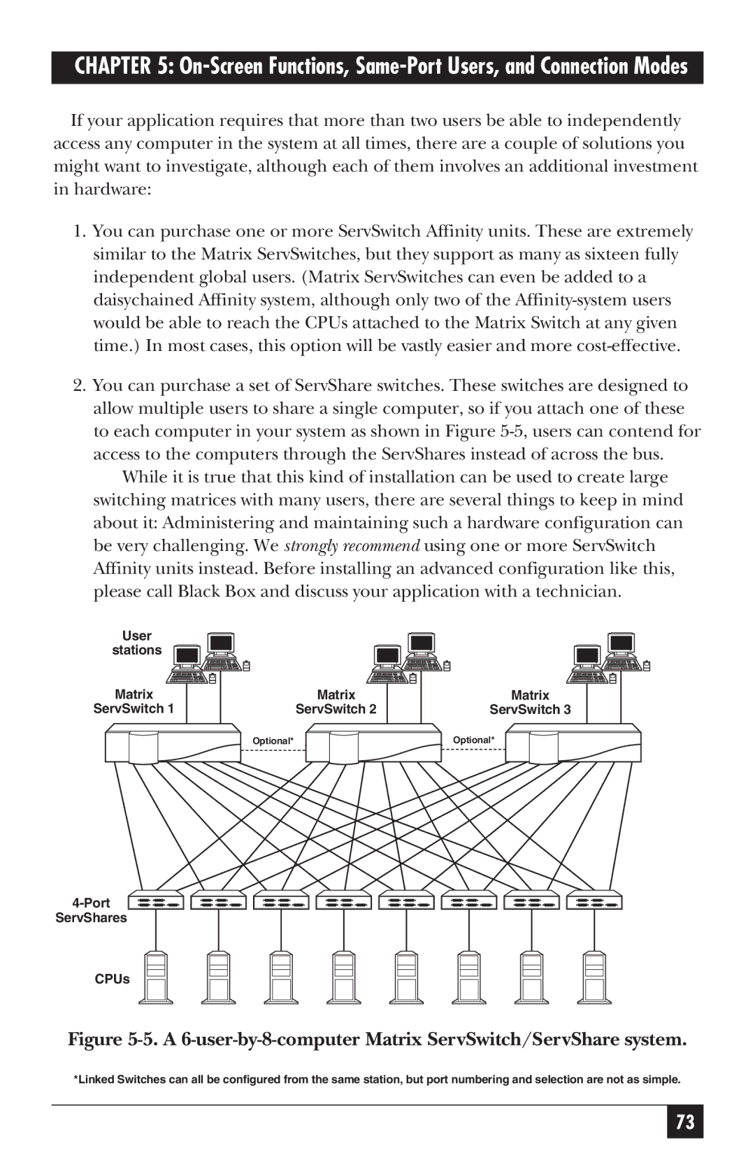 Black Box manual A 6-user-by-8-computer Matrix ServSwitch/ServShare system 