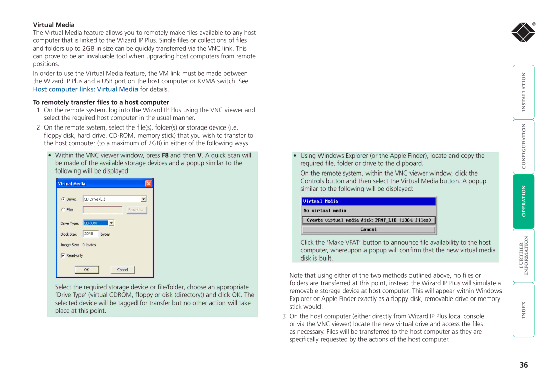 Black Box ServSwitchTM manual Virtual Media, To remotely transfer files to a host computer 