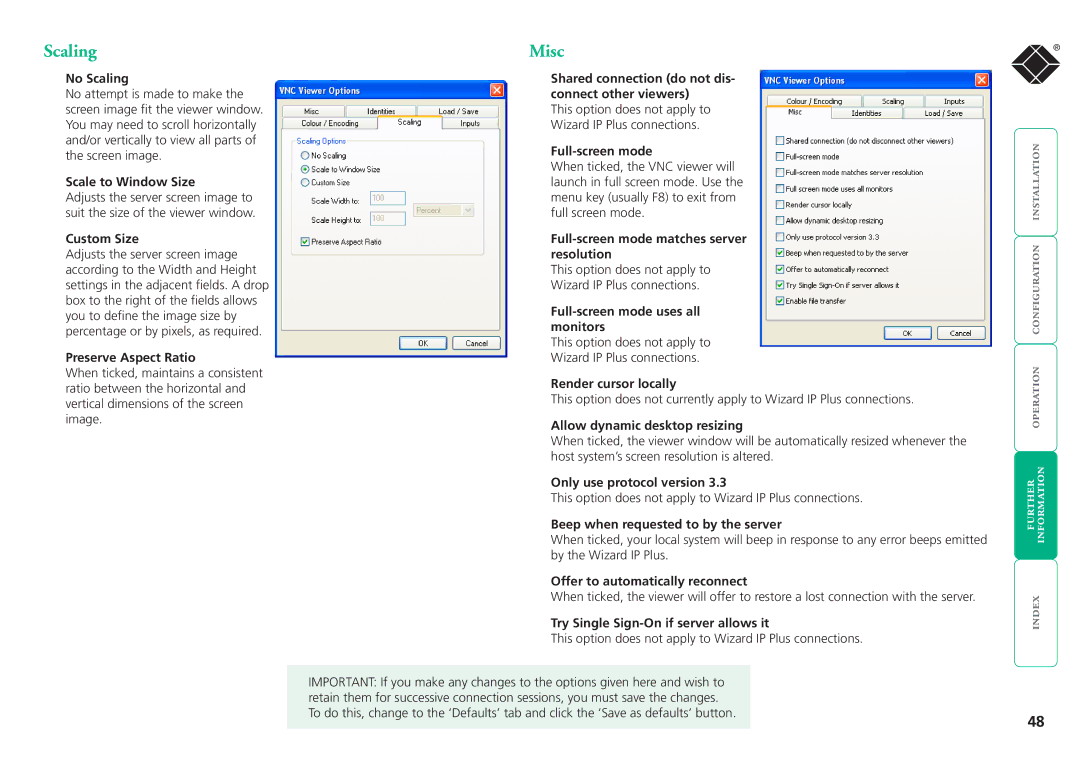 Black Box ServSwitchTM manual Scaling, Misc 