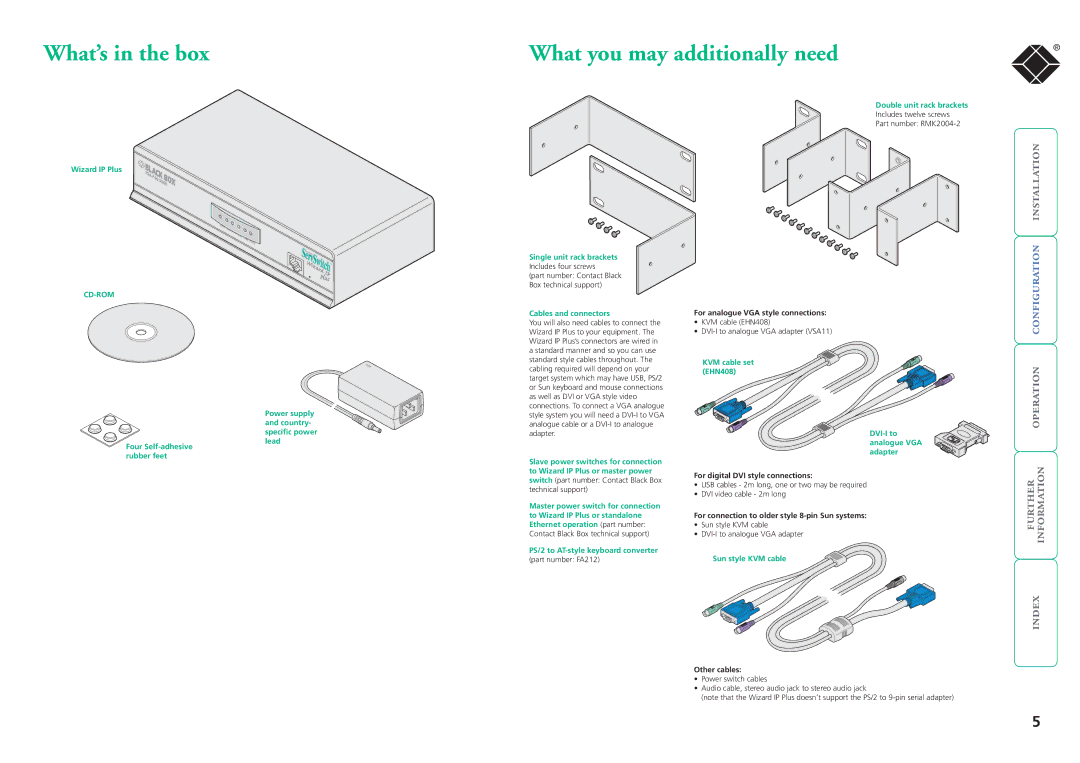 Black Box ServSwitchTM manual What’s in the box What you may additionally need, Cd-Rom 