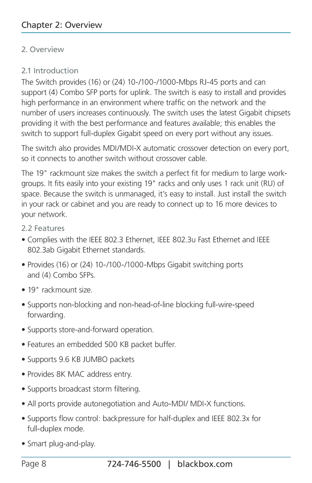 Black Box solid gigabit switching in a rackmount chassis, lgb524a, lgb516a manual Overview Introduction, Features 