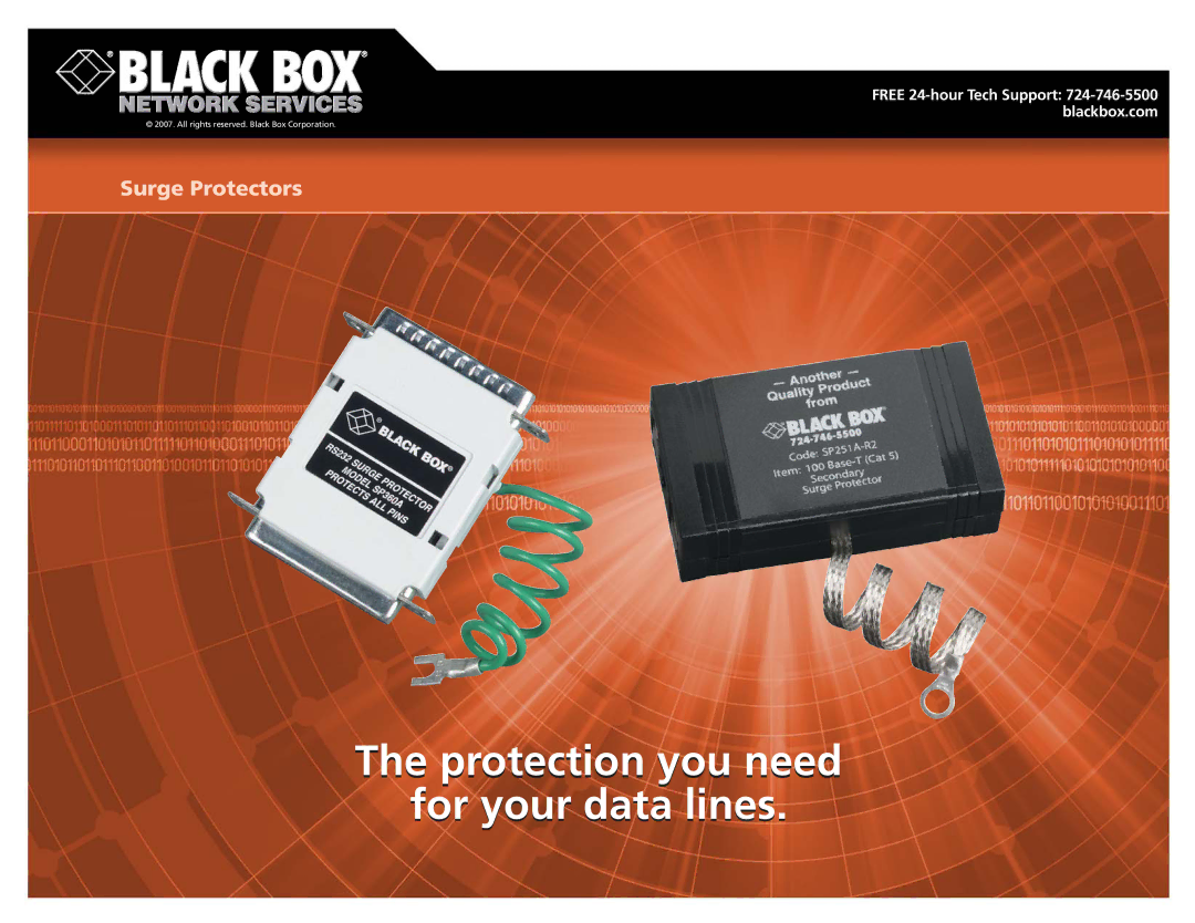 Black Box Surge Protector manual Protection you need For your data lines 