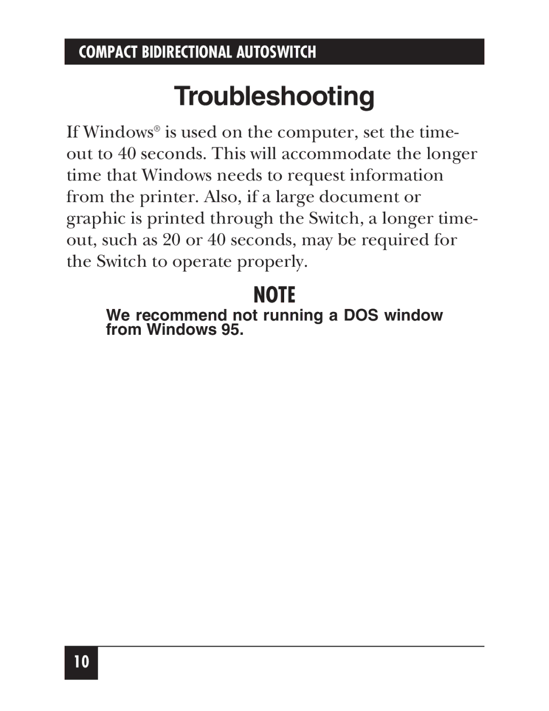 Black Box SW176A, SW175A manual Troubleshooting 