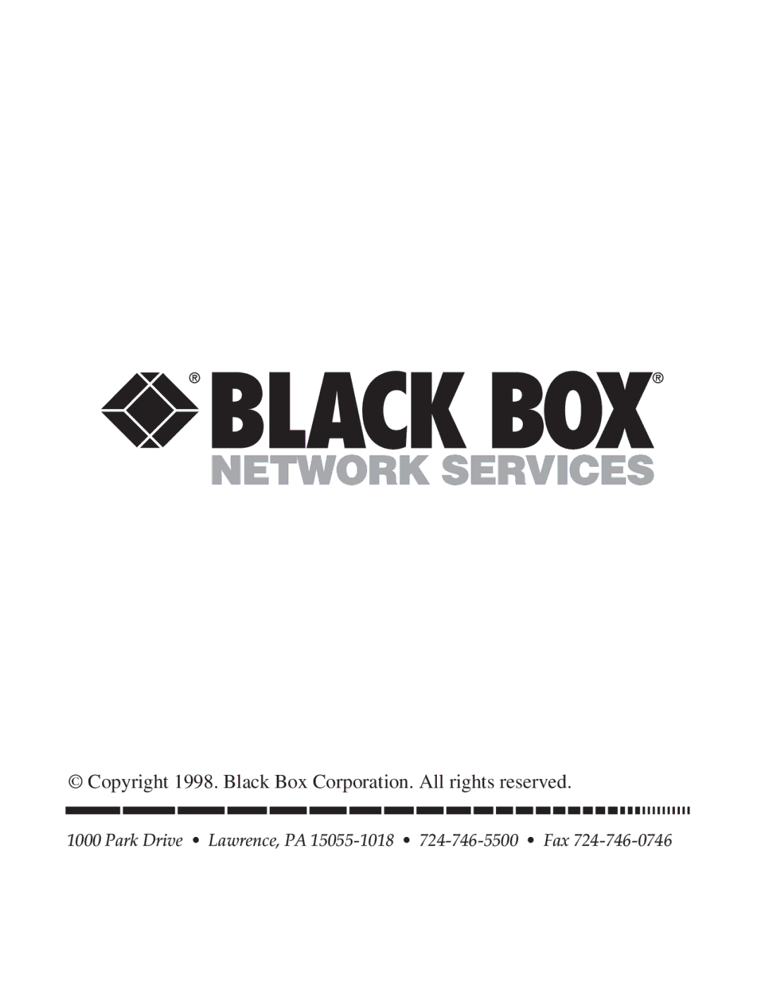 Black Box SW175A, SW176A manual Copyright 1998. Black Box Corporation. All rights reserved 