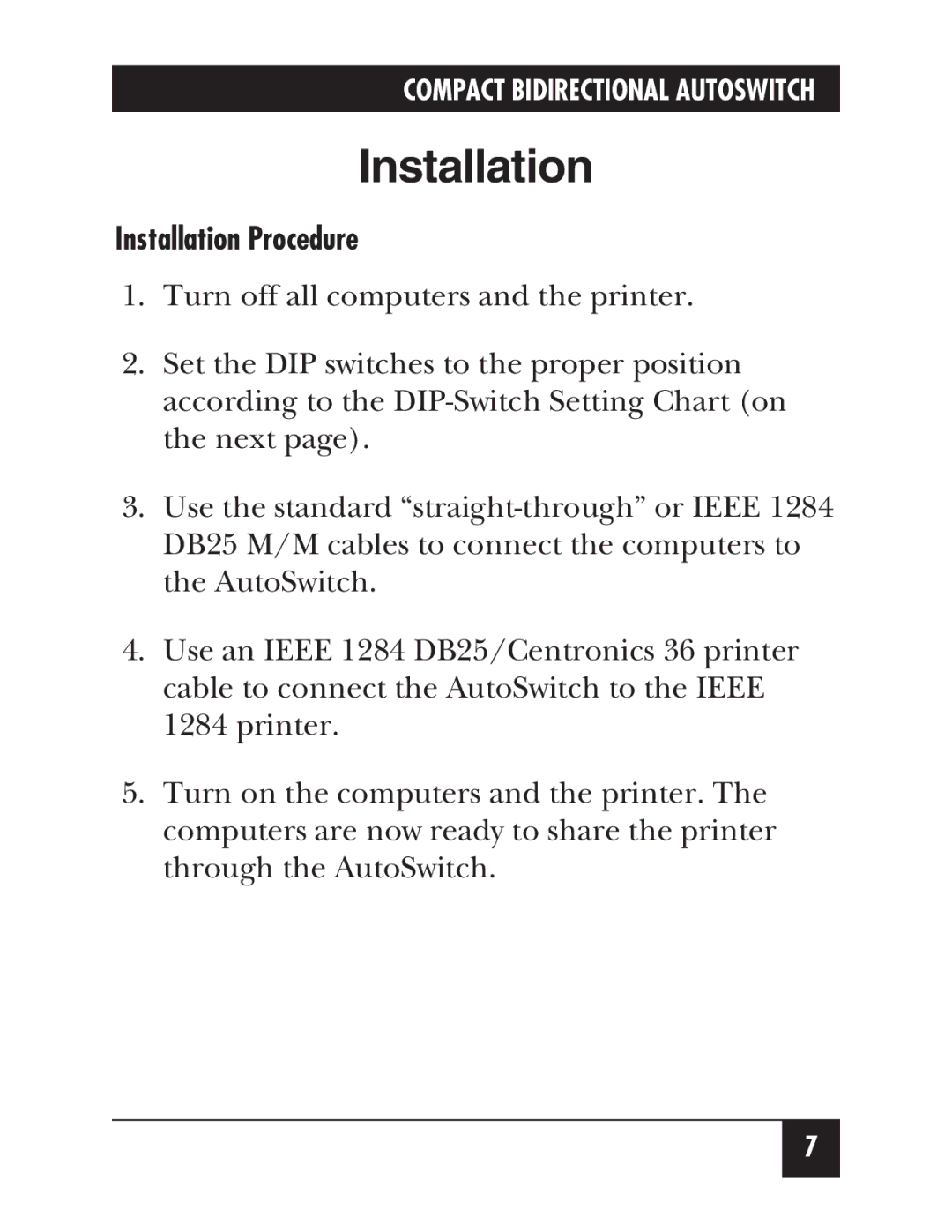 Black Box SW175A, SW176A manual Installation Procedure 