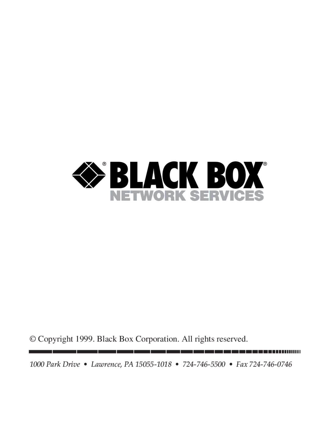 Black Box SW177A manual Copyright 1999. Black Box Corporation. All rights reserved 