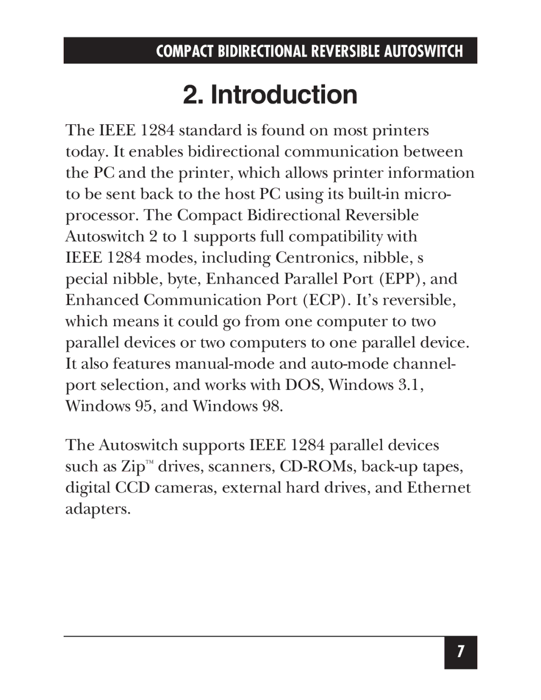 Black Box SW177A manual Introduction 