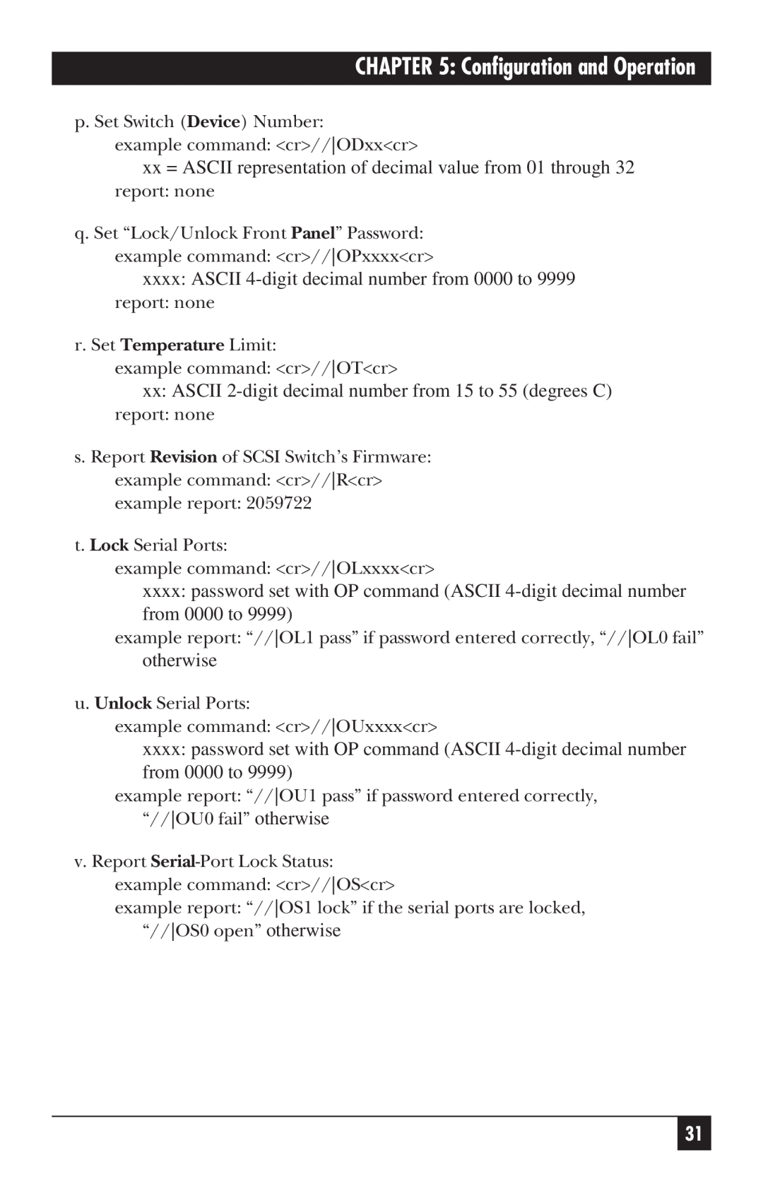 Black Box SW487A-R2 manual Configuration and Operation, r. Set Temperature Limit 