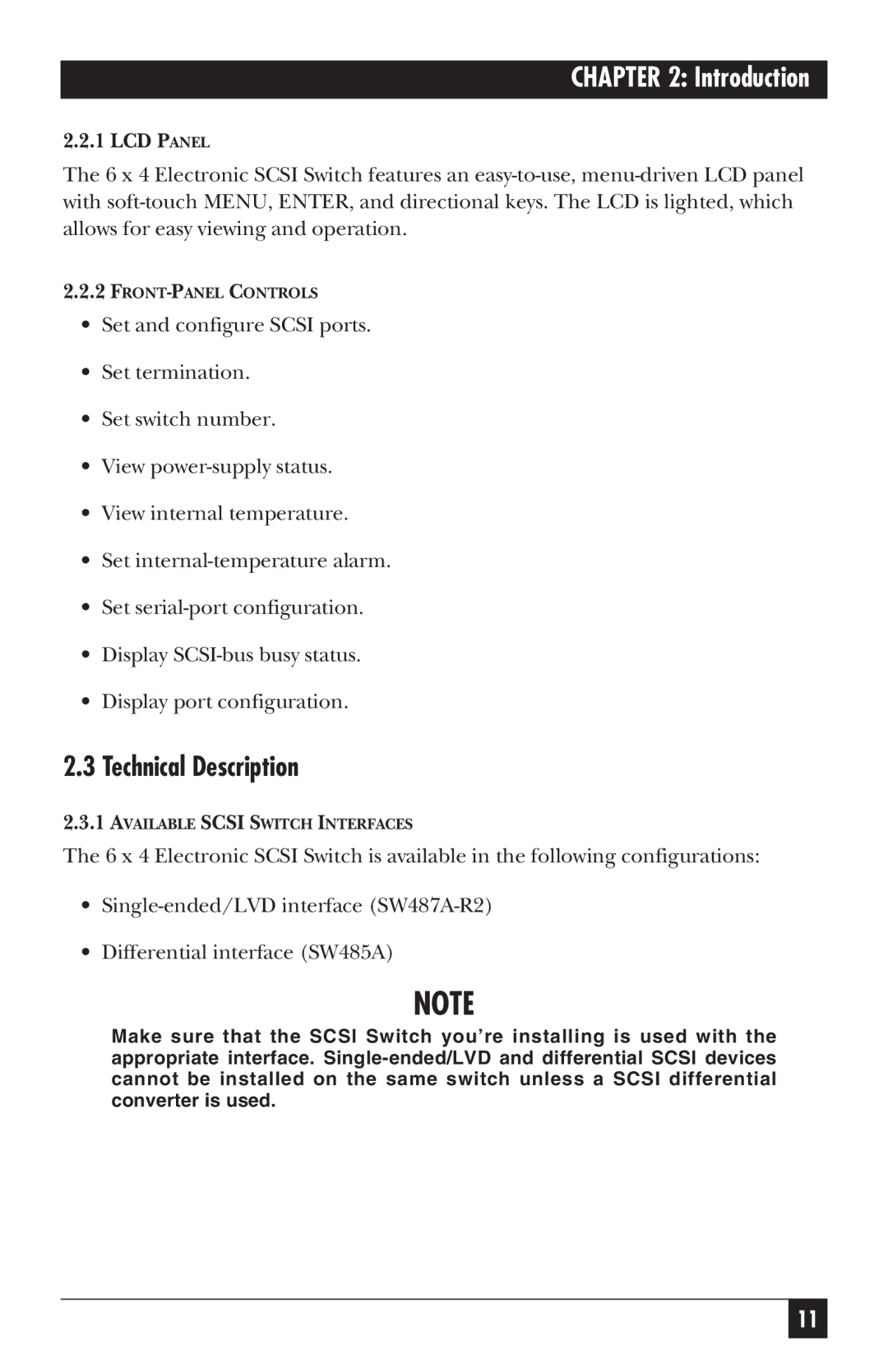 Black Box SW487A-R2 manual Technical Description, Introduction 