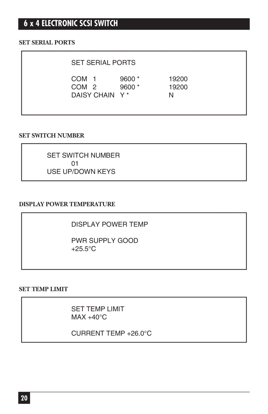 Black Box SW487A-R2 manual SET Serial Ports 