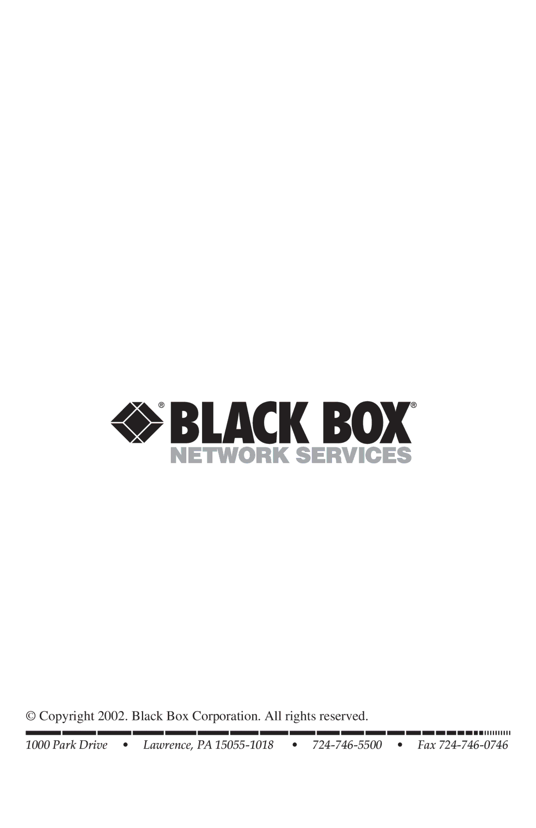 Black Box SW487A-R2 manual Copyright 2002. Black Box Corporation. All rights reserved 