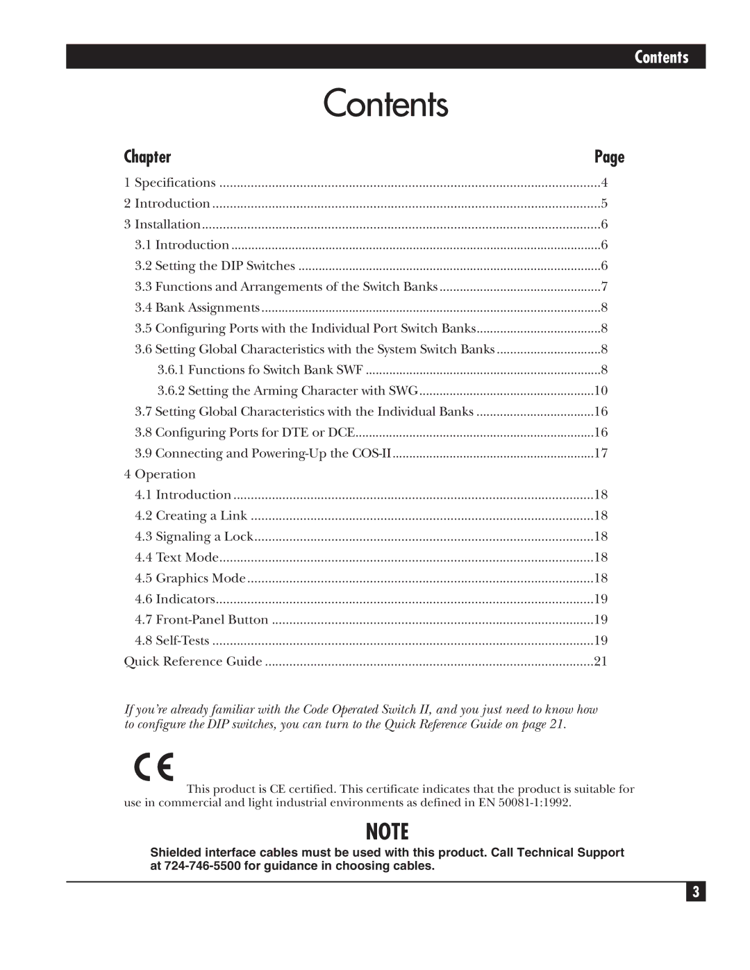 Black Box SW591C, SW590A-R2 manual Contents 