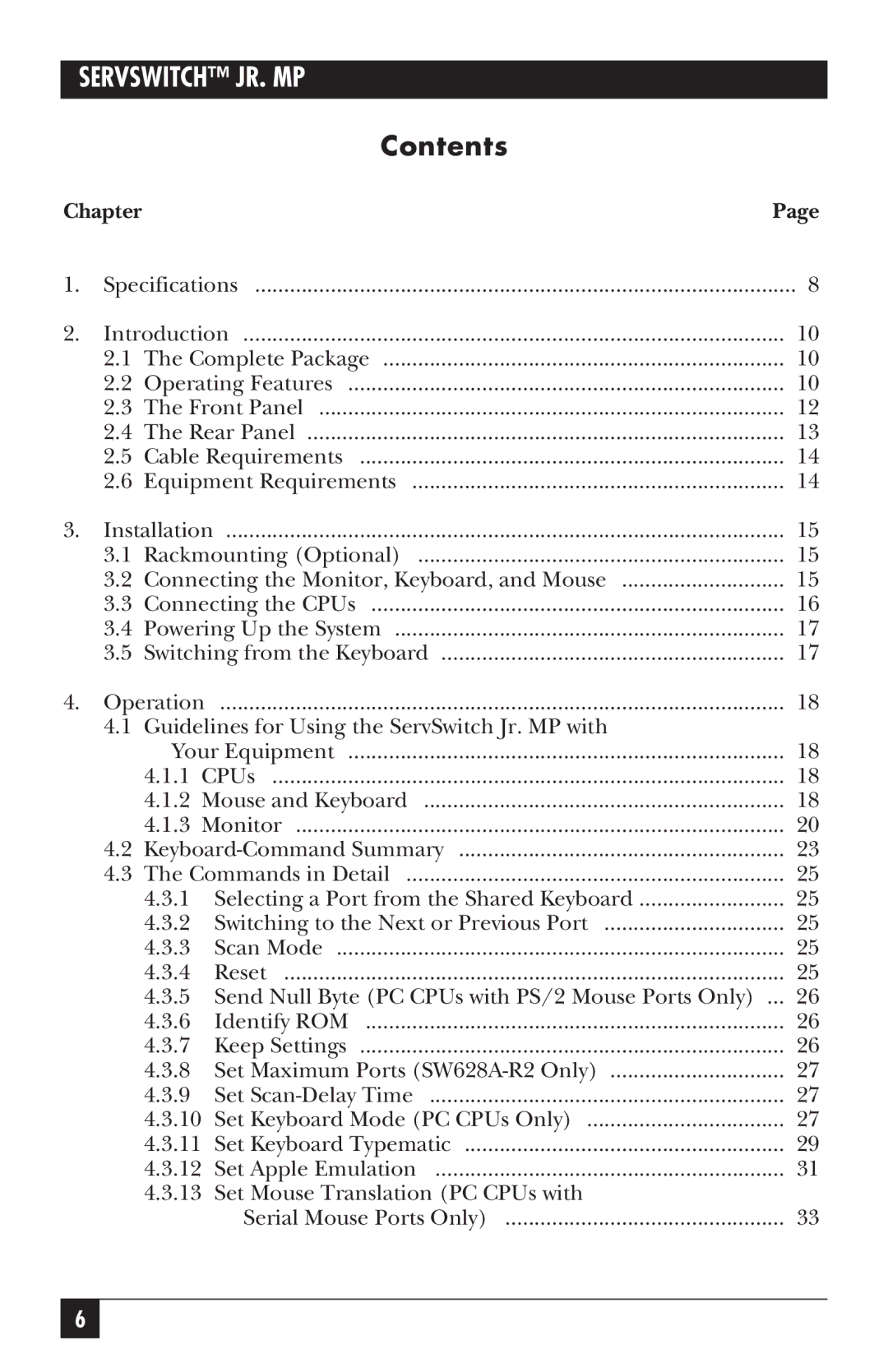 Black Box SW628A-R2, SW627A-R2 manual Contents 