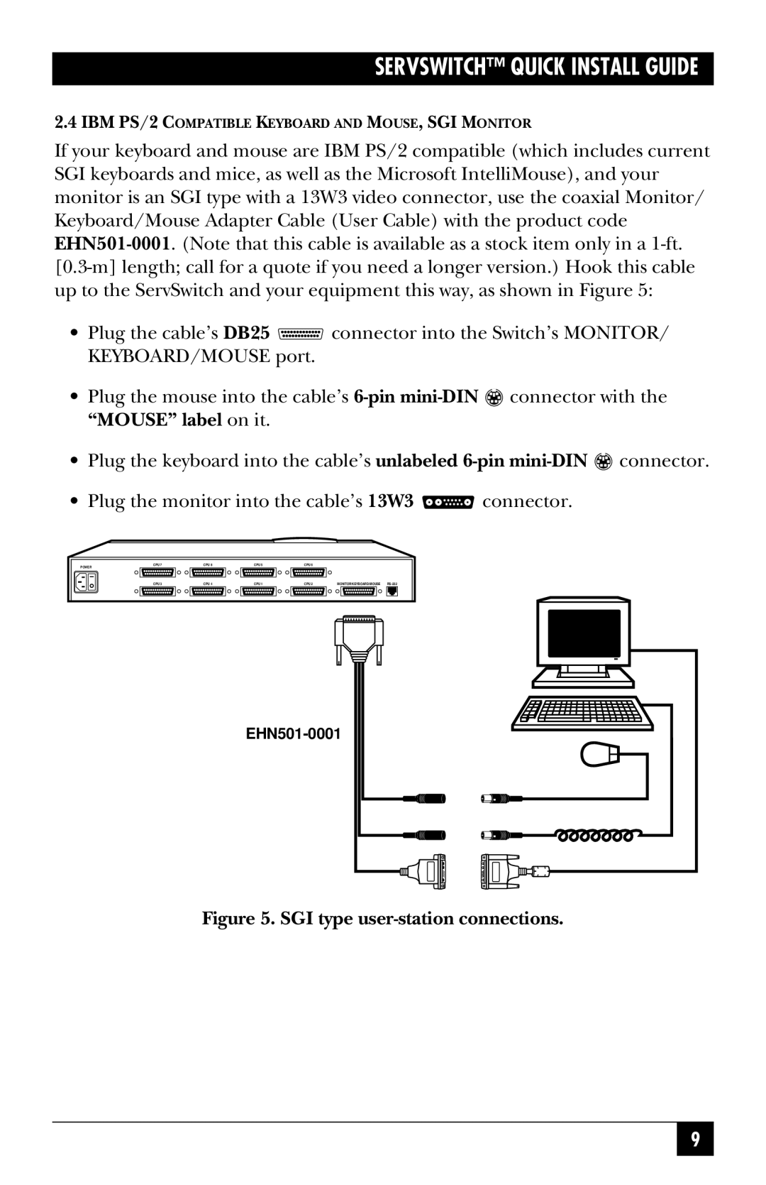 Black Box SW723A-R4, SW722A-R4, KV3108SA-R4, SW721A-R4, SW724A-R4, SW725A-R4 manual SGI type user-station connections 