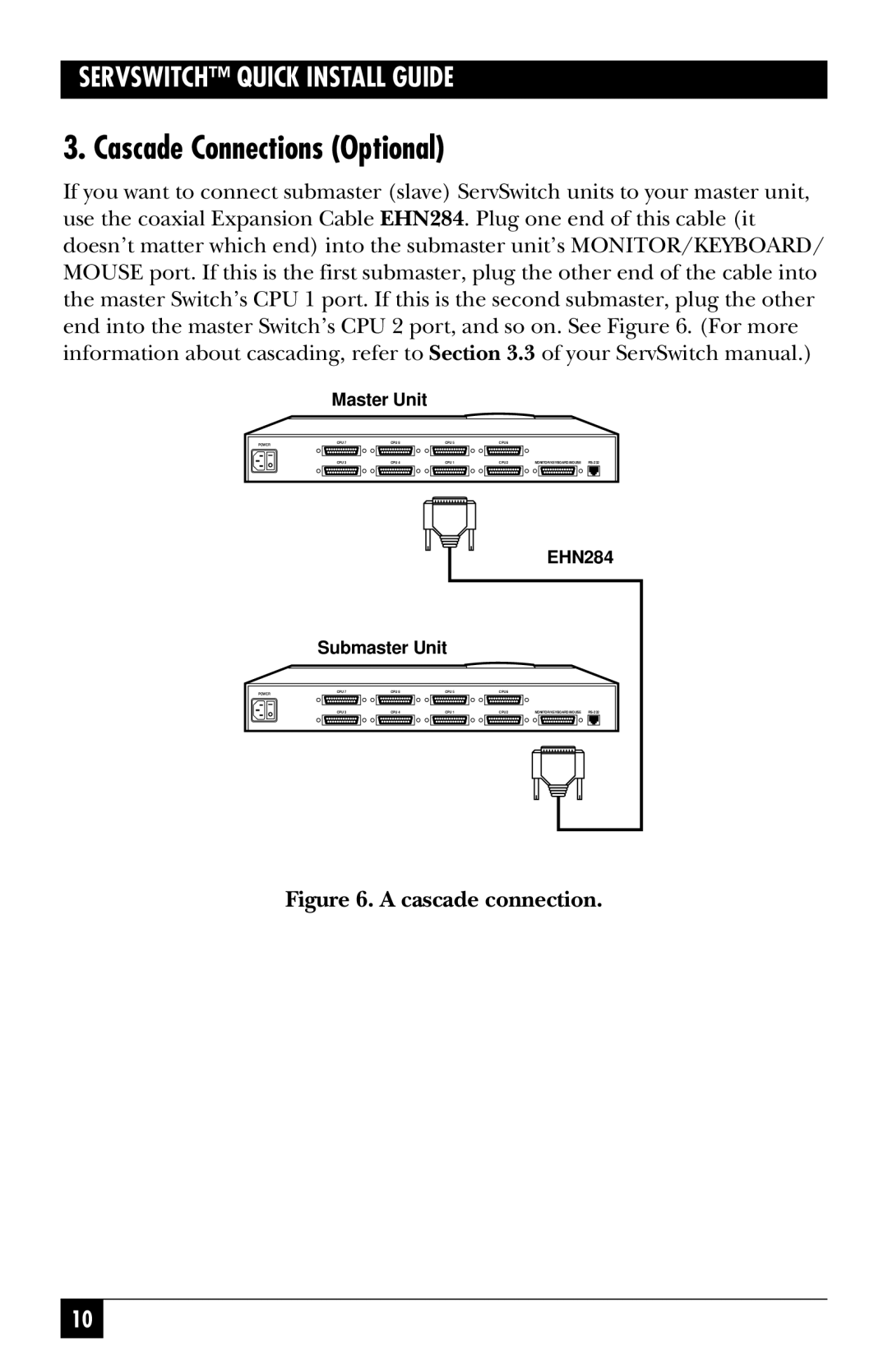 Black Box SW725A-R4, SW722A-R4, KV3108SA-R4, SW721A-R4, SW724A-R4, SW723A-R4 manual Cascade Connections Optional 