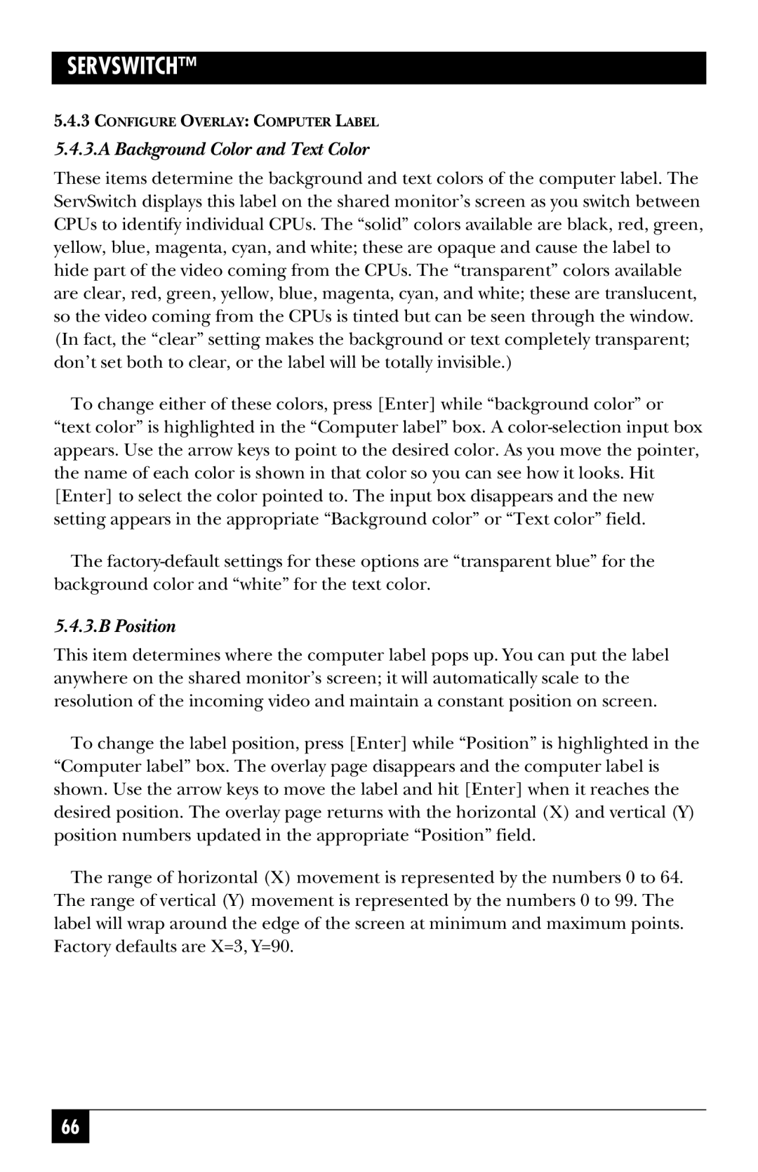 Black Box SW725A-R4, SW722A-R4, KV3108SA-R4, SW721A-R4, SW724A-R4, SW723A-R4 manual Configure Overlay Computer Label 