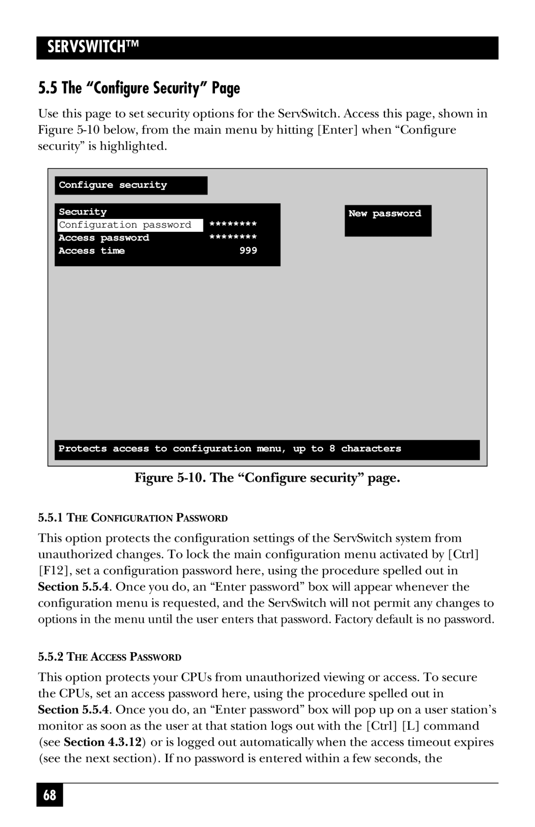 Black Box KV3108SA-R4, SW722A-R4, SW721A-R4, SW724A-R4, SW723A-R4, SW725A-R4 manual Configure Security, The Configure security 