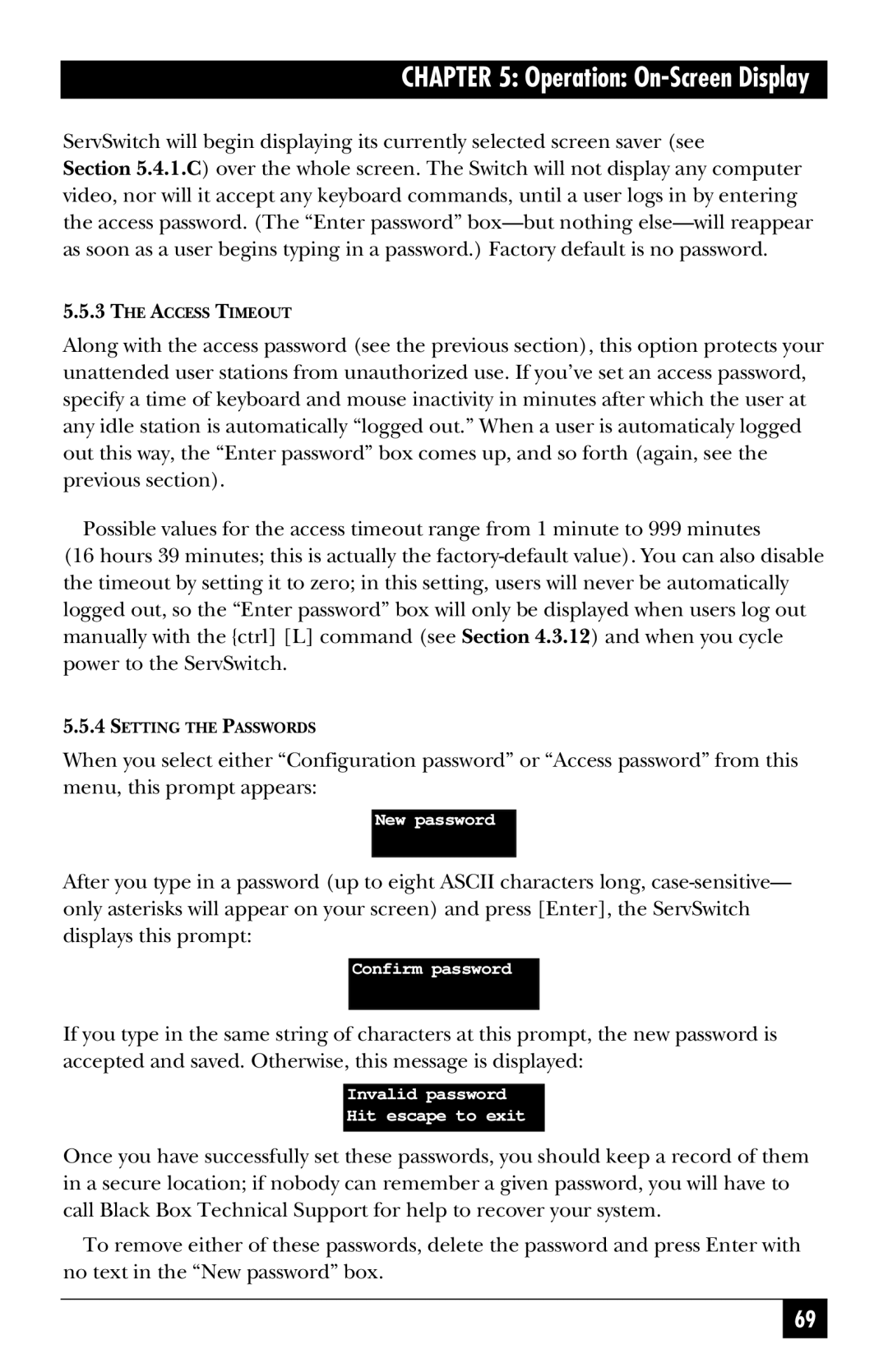 Black Box SW721A-R4, SW722A-R4, KV3108SA-R4, SW724A-R4, SW723A-R4, SW725A-R4 manual New password 