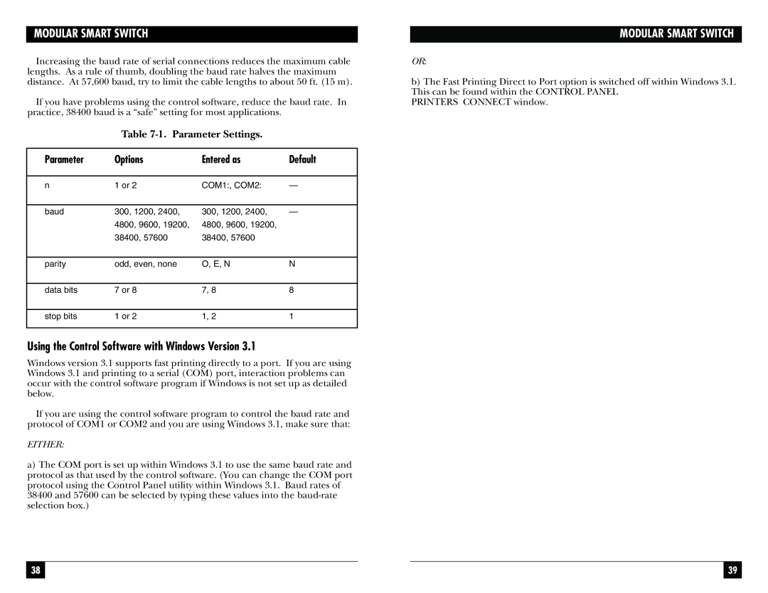 Black Box SW925AE, SW928C, SW929C, SW927C, SW926C manual Using the Control Software with Windows Version, Either 