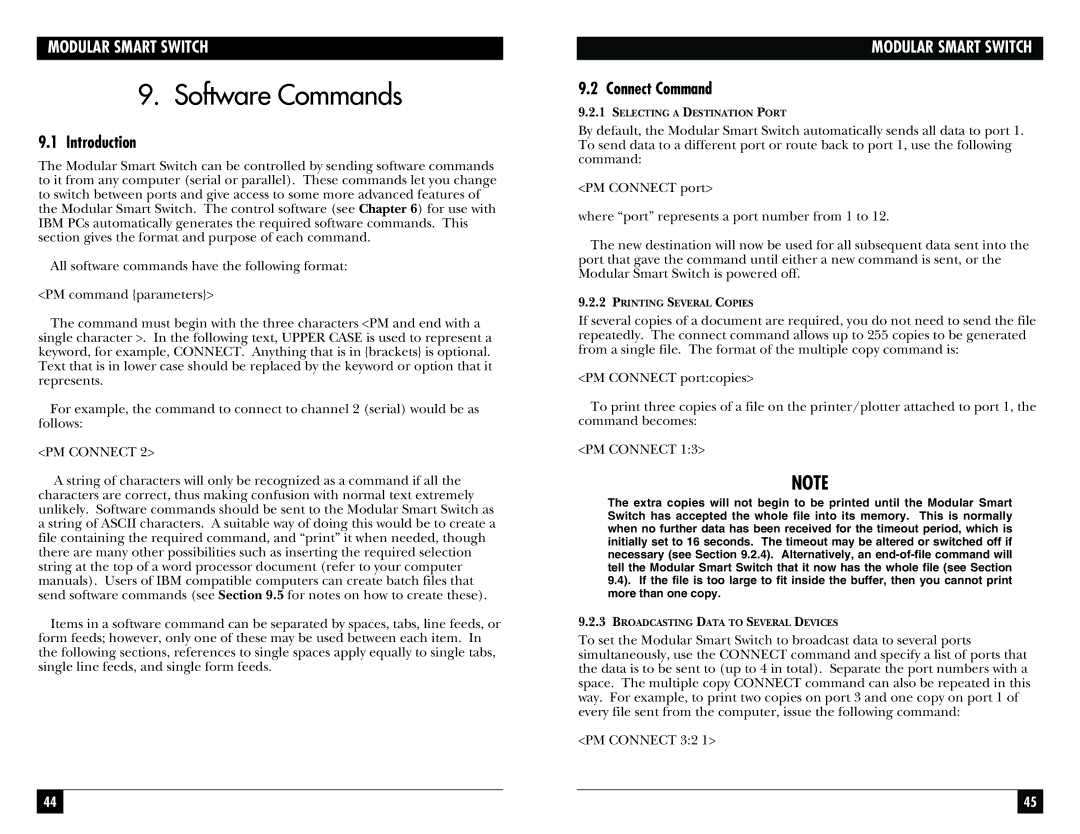 Black Box SW928C, SW929C, SW927C, SW925AE, SW926C manual Software Commands, Introduction, Connect Command, PM Connect 