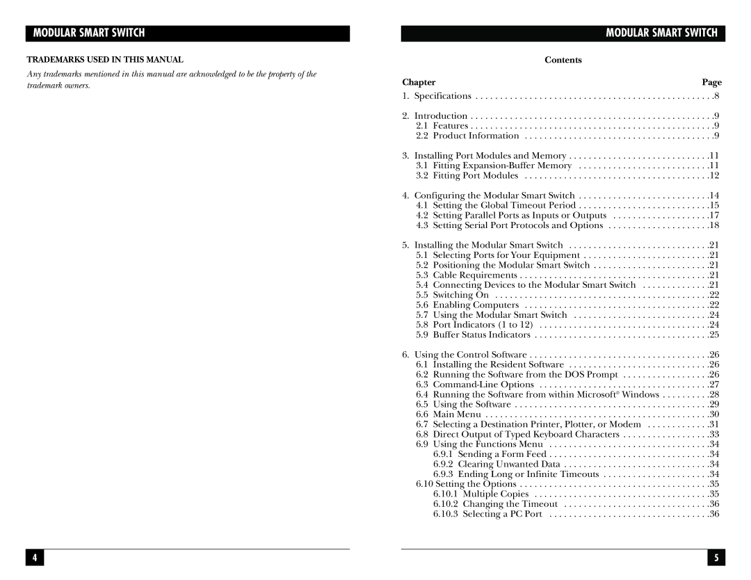 Black Box SW926C, SW928C, SW929C, SW927C, SW925AE manual Contents Chapter 