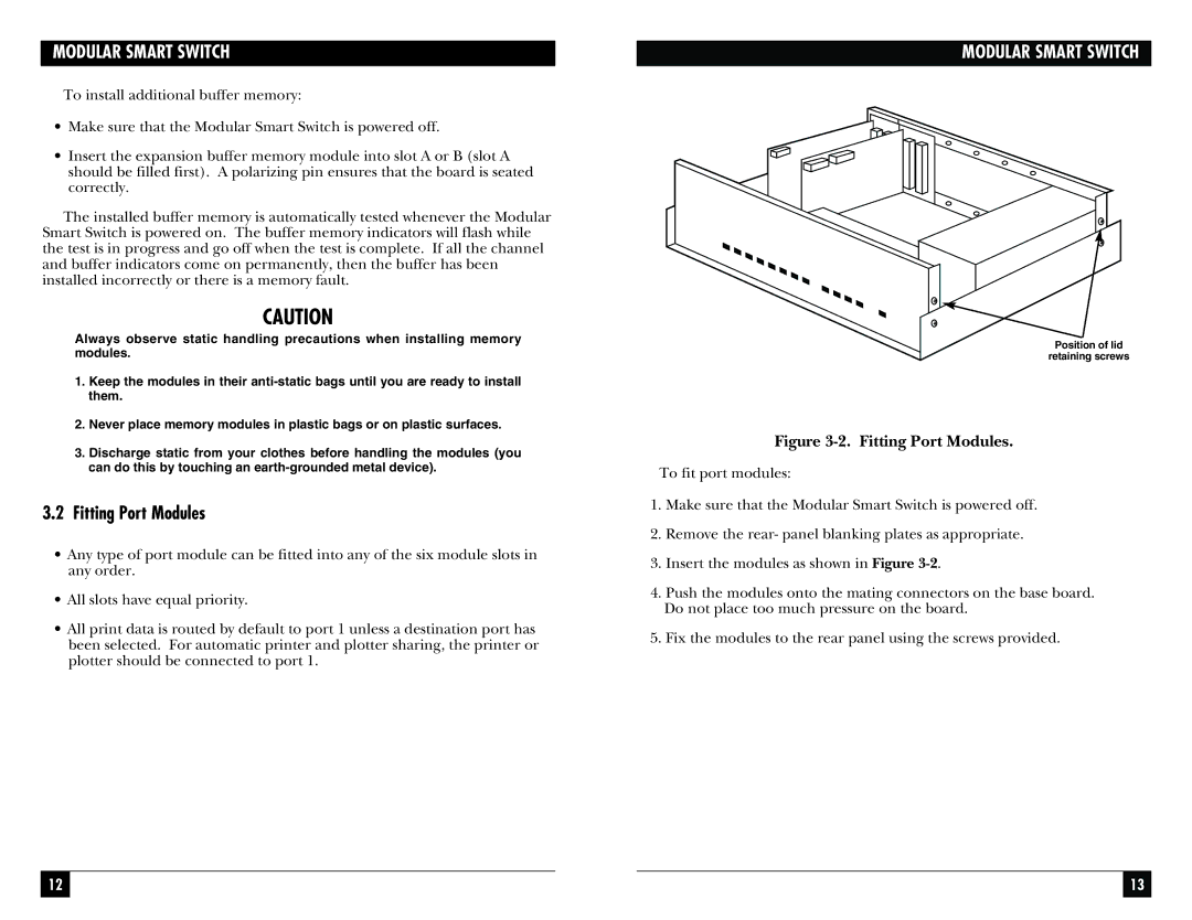 Black Box SW927C, SW928C, SW929C, SW925AE, SW926C manual Fitting Port Modules 