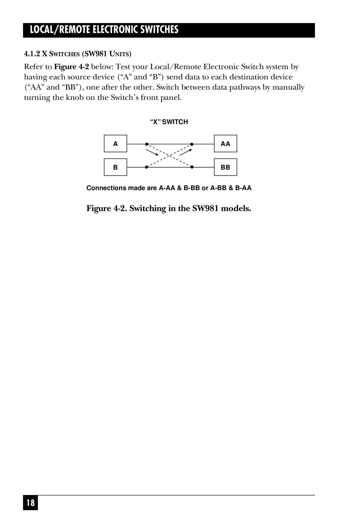 Black Box SW980AE, SW981AE, SW982AE manual Switching in the SW981 models 