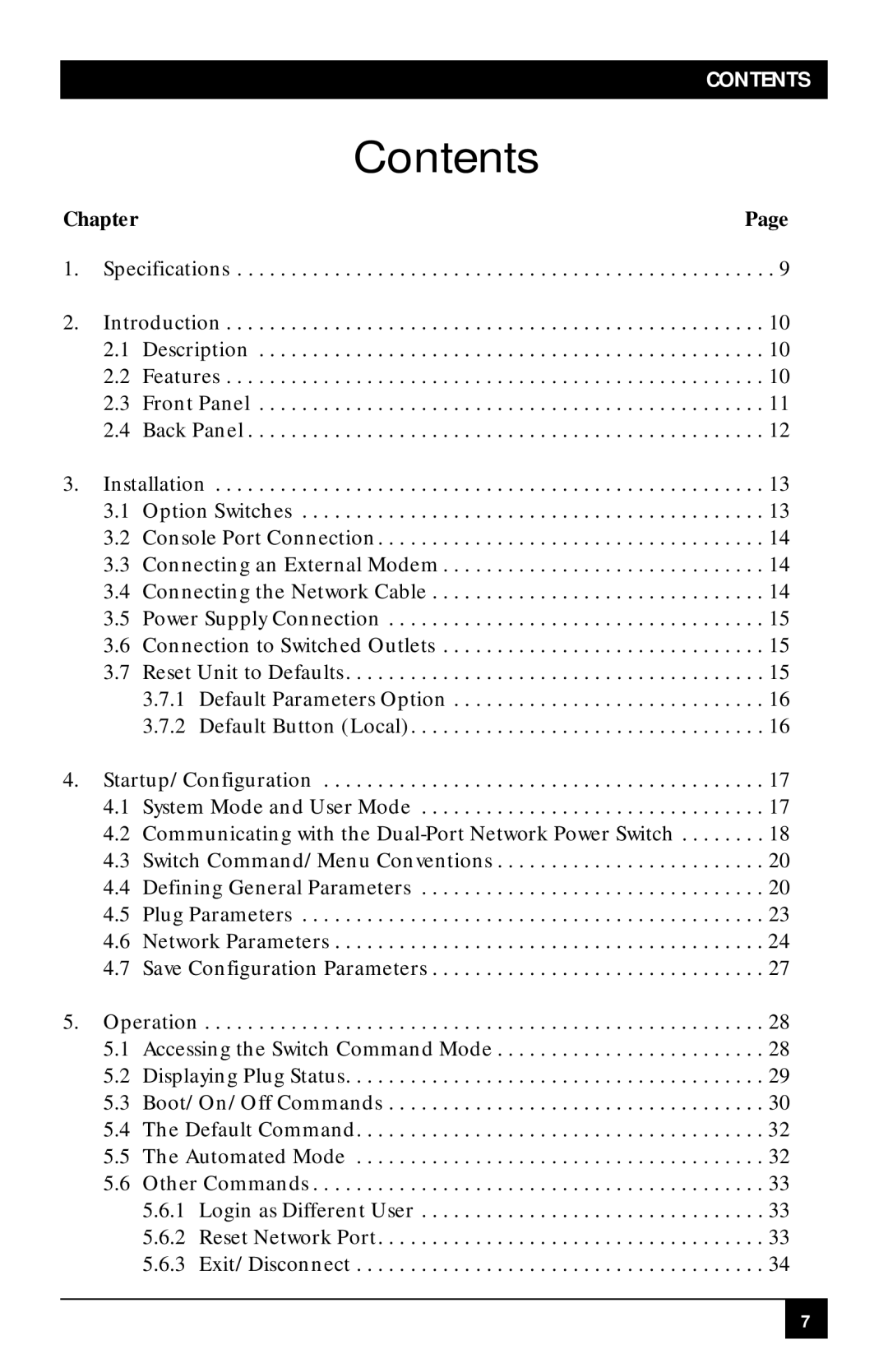 Black Box SWI081AE, SWI082 manual Contents, Chapter 