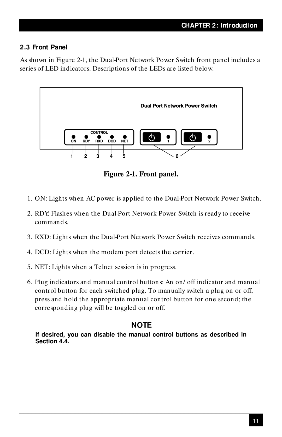 Black Box SWI081AE, SWI082 manual Front Panel, Front panel 