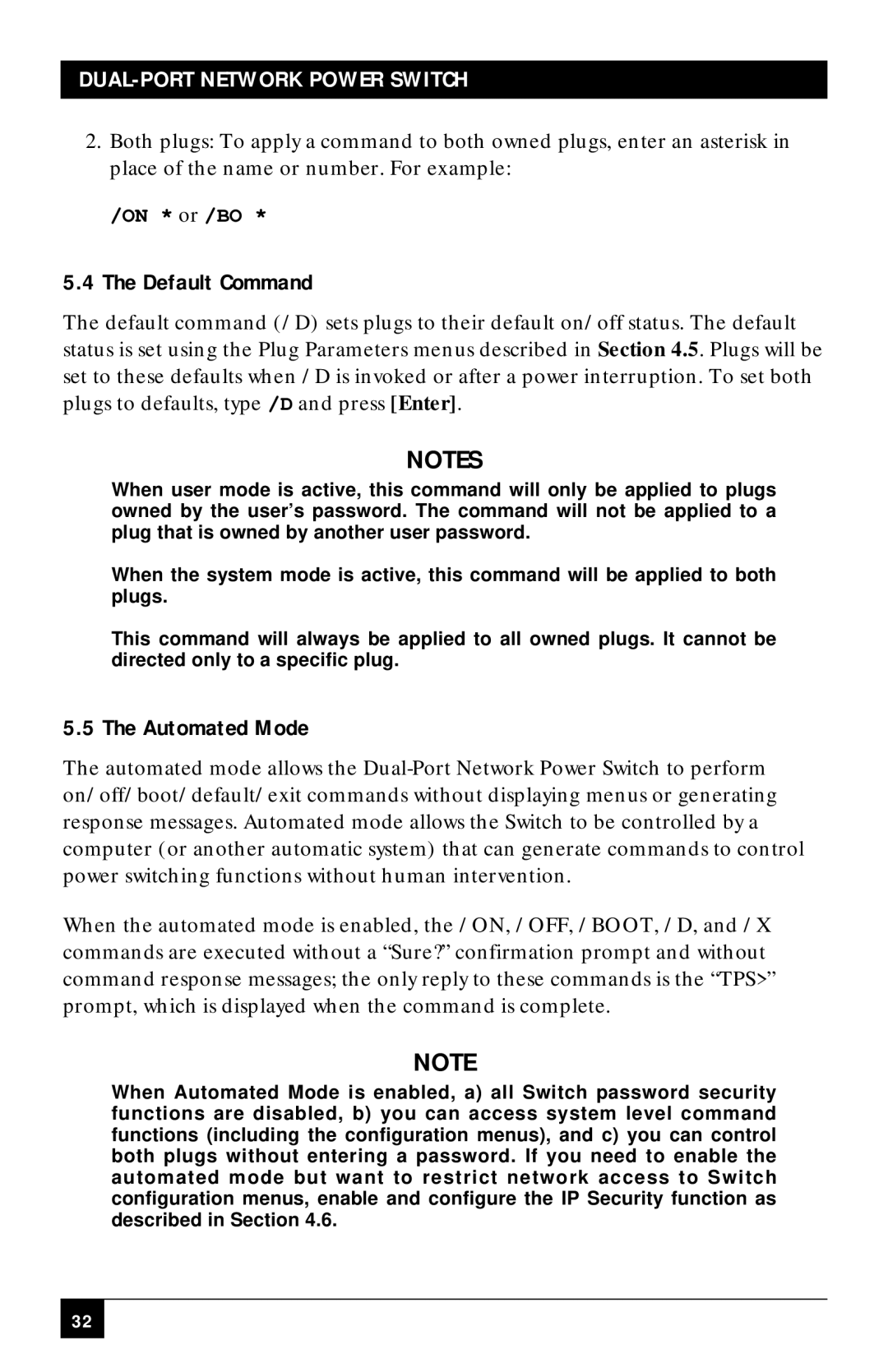 Black Box SWI081AE, SWI082 manual Default Command, Automated Mode 