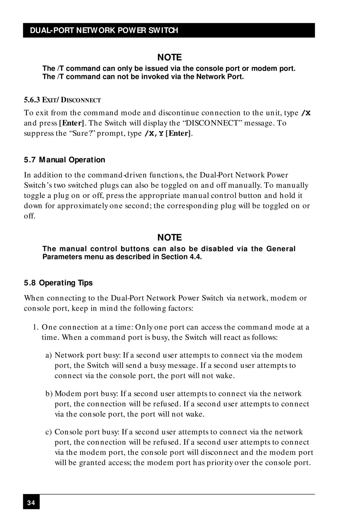 Black Box SWI081AE, SWI082 manual Manual Operation, Operating Tips 