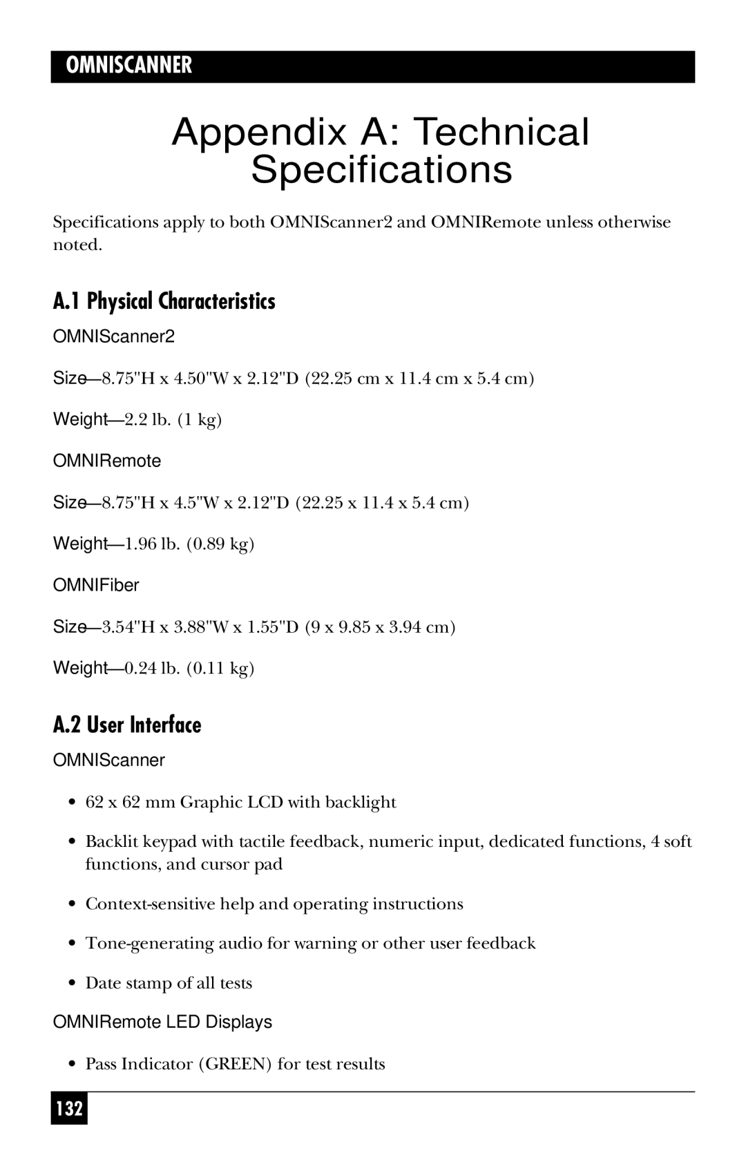 Black Box TS1000A-R5, TS1003A, TS1002A manual Appendix a Technical Specifications, Physical Characteristics, User Interface 