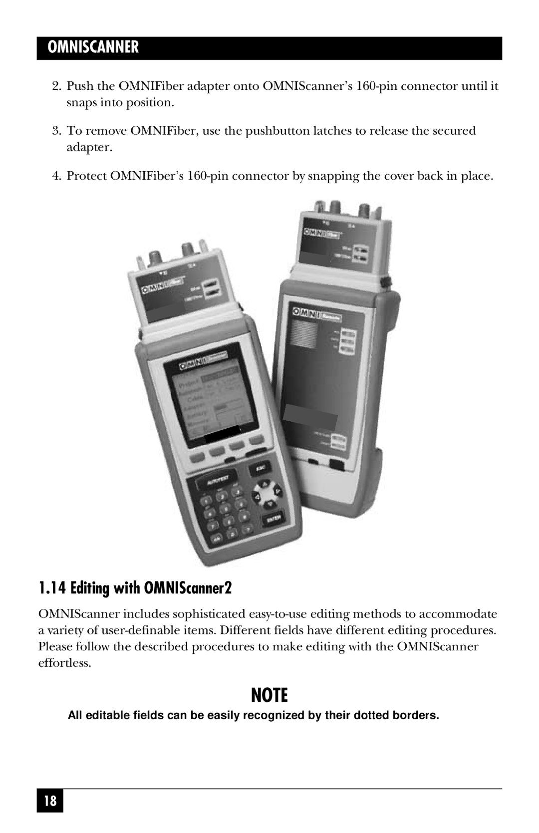 Black Box TS1000A-R5, TS1003A, TS1002A manual Editing with OMNIScanner2 