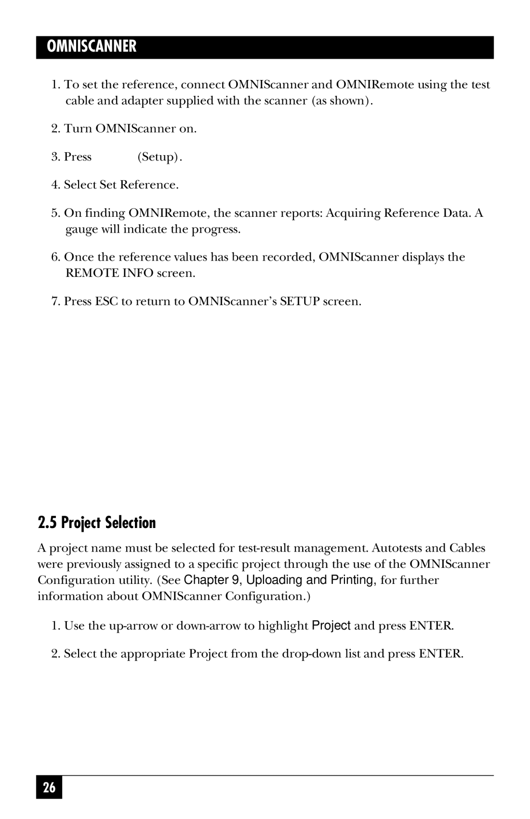 Black Box TS1002A, TS1003A, TS1000A-R5 manual Project Selection 