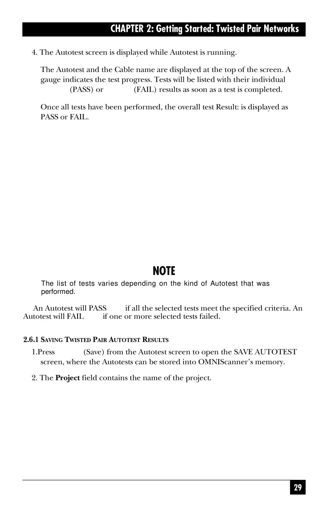 Black Box TS1002A, TS1003A, TS1000A-R5 manual Saving Twisted Pair Autotest Results 