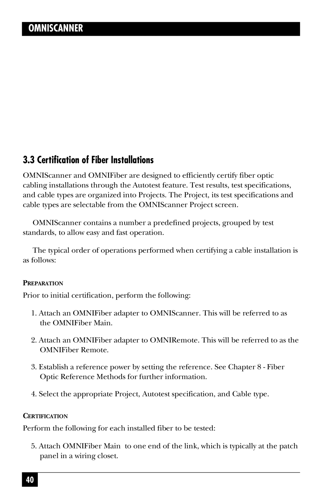 Black Box TS1003A, TS1002A, TS1000A-R5 manual Certification of Fiber Installations 