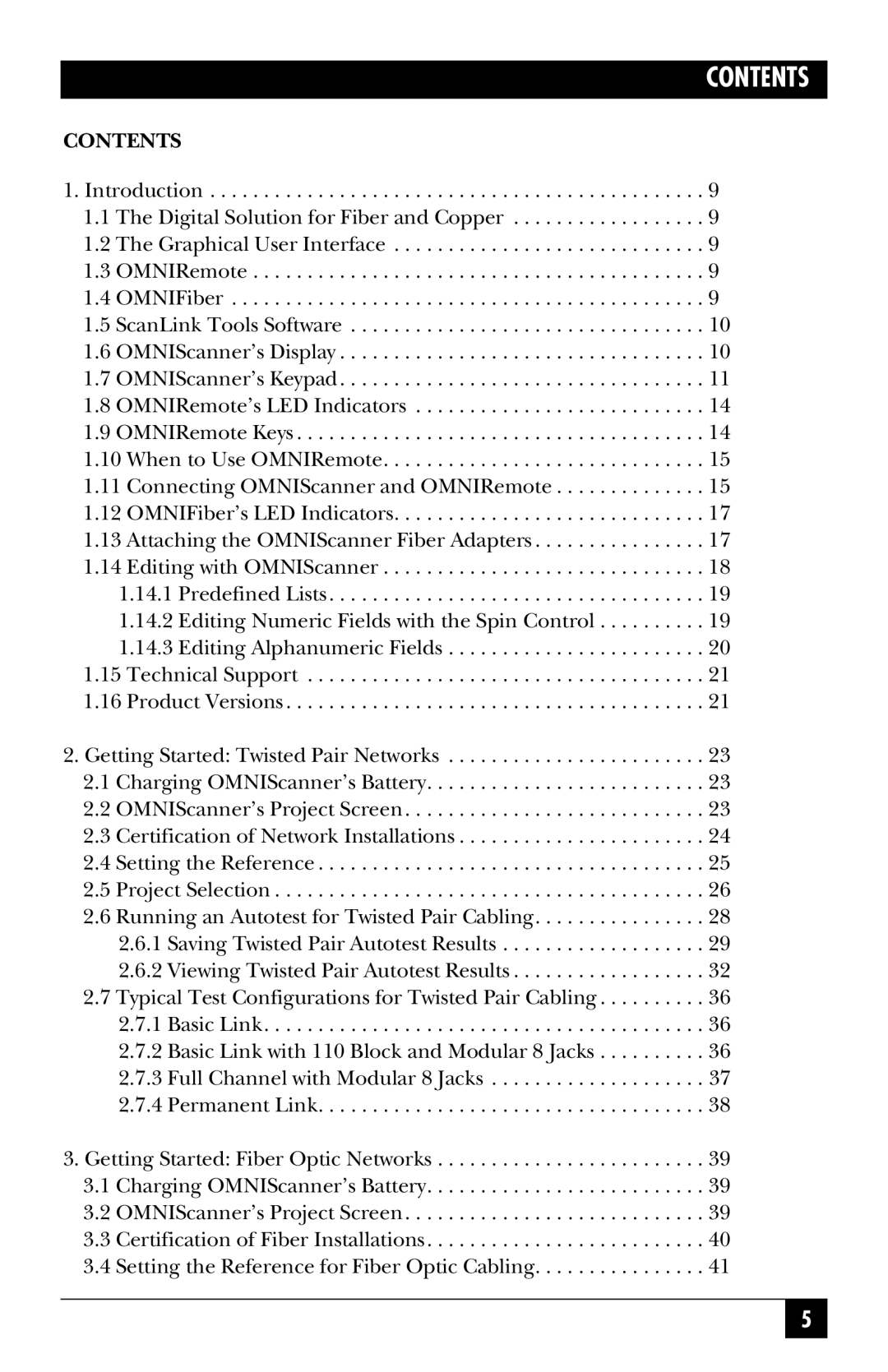 Black Box TS1002A, TS1003A, TS1000A-R5 manual Contents 